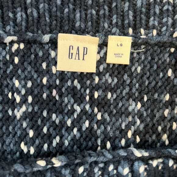 NWOT GAP Heather Blue High Neck Wide Fit Short Long Sleeve Pullover Sweater L - Picture 9 of 9